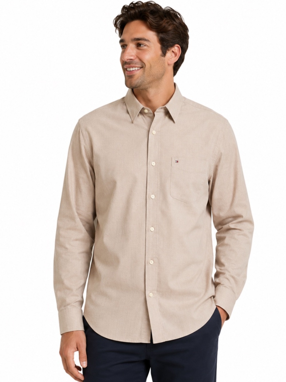 Tommy Hilfiger Tan 100% Cotton Dress Shirt – Neck 16, Sleeve 34/35 – Size L